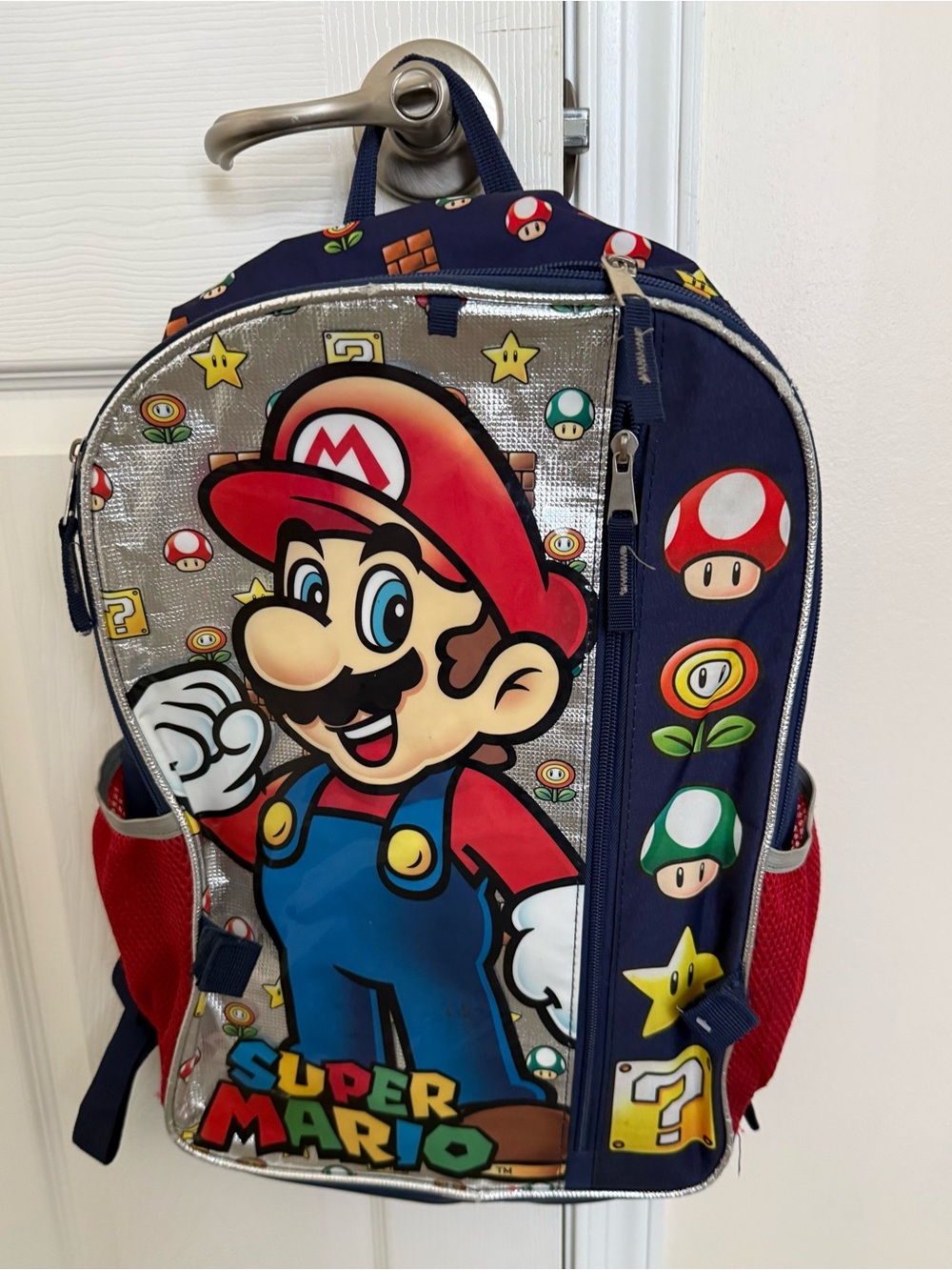 Nintendo Super Mario Bros 16" School Backpack & Padded Travel Gadget Case Set